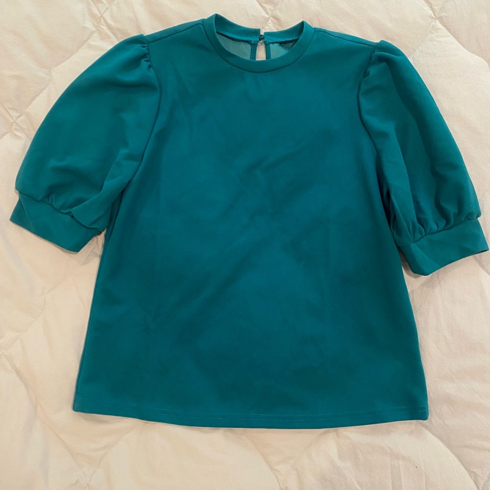 Teal Puff Sleeve Top